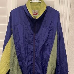 1506111 Vintage 80s Color Block Windbreaker Jacket Retro bright colorful purple